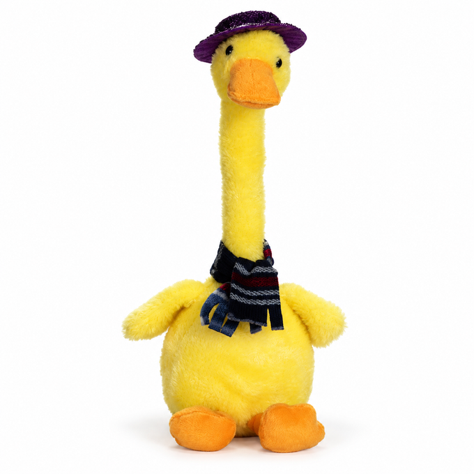 Jucărie Interactivă Rață Vorbitoare, Galbenă, de Aproximativ 30 cm, care Repetă Ce Auzi
