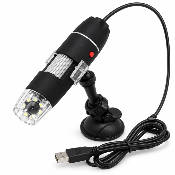 Microscop Digital Portabil 500X cu 8 LED-uri, USB, Foto și Video
