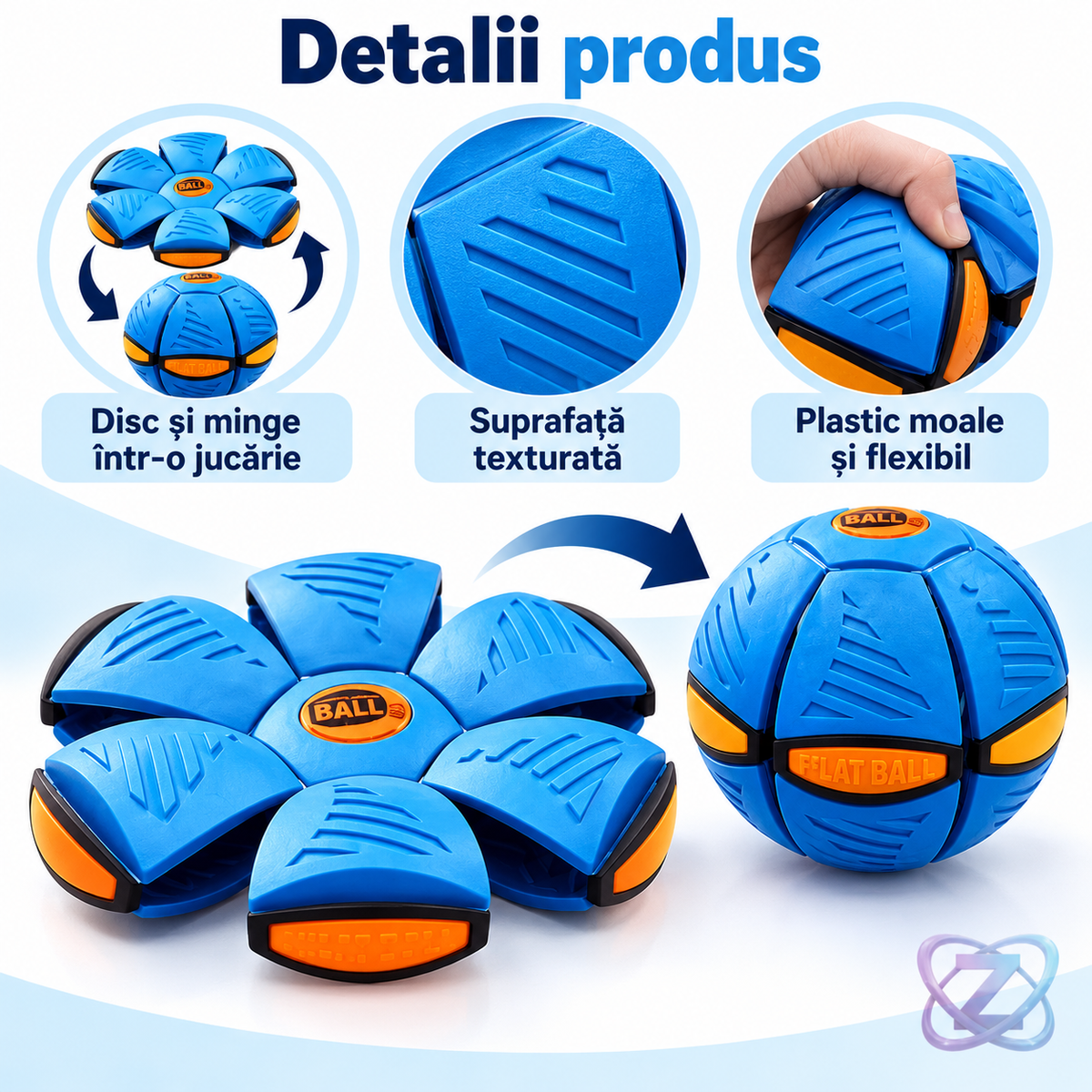 Flat Ball, jucărie transformabilă disc și minge – caracteristici