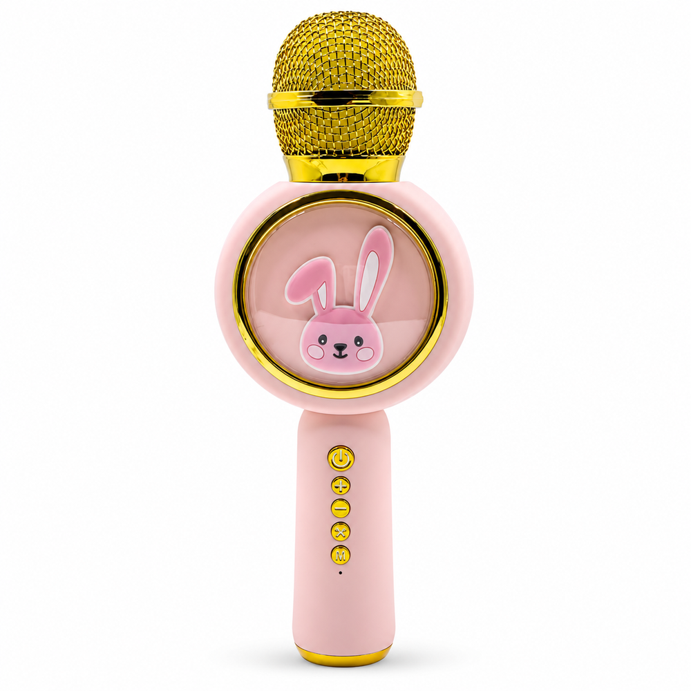 Microfon Karaoke Wireless Bluetooth Rabbit X6 pentru Copii, cu Boxă și Lumini, 5W