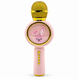 Microfon Karaoke Wireless Bluetooth Rabbit X6 pentru Copii, cu Boxă și Lumini, 5W