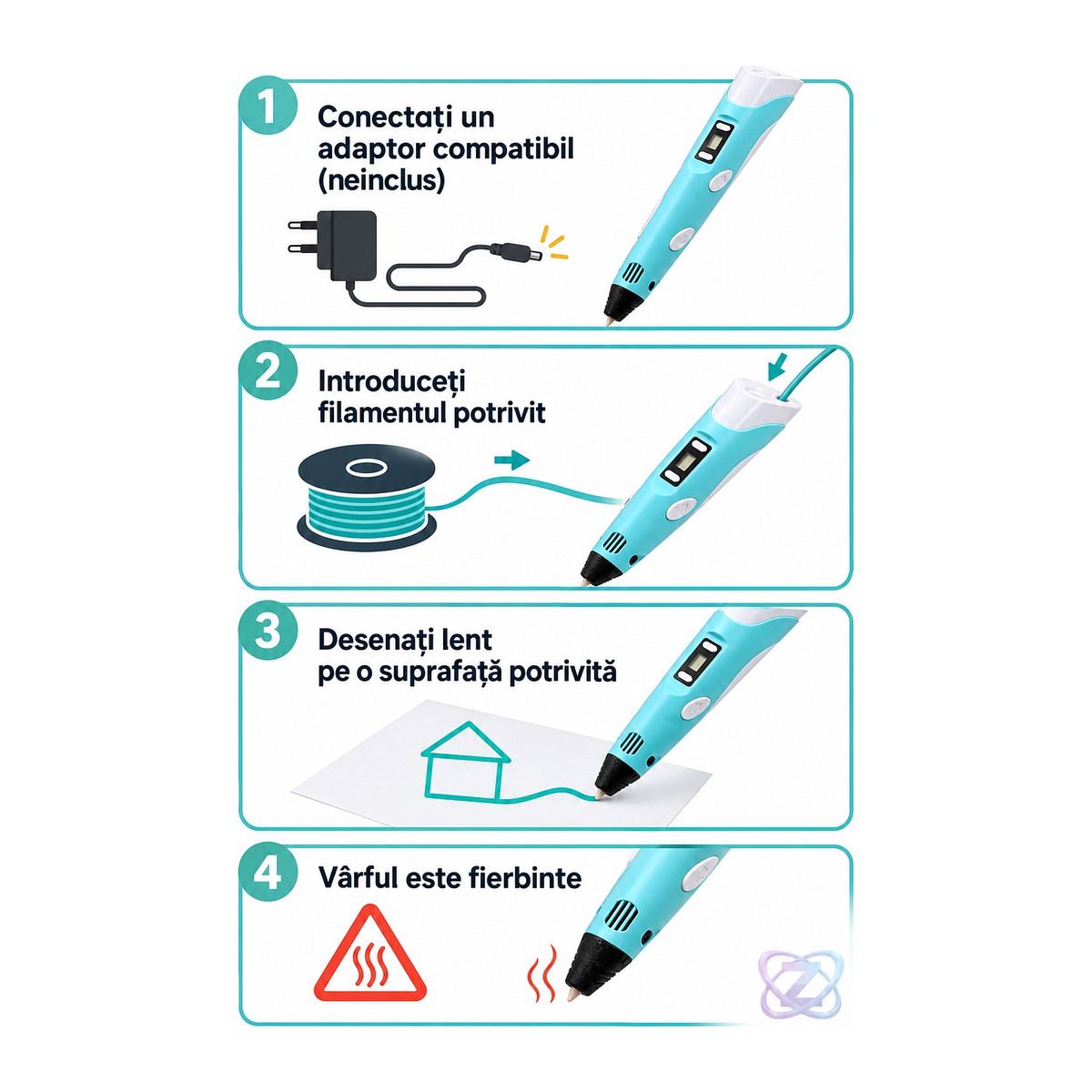 Creion 3D Pen V2 – instrucțiuni