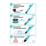 Creion 3D Pen V2 cu Afișaj de Temperatură și 3 Rezerve