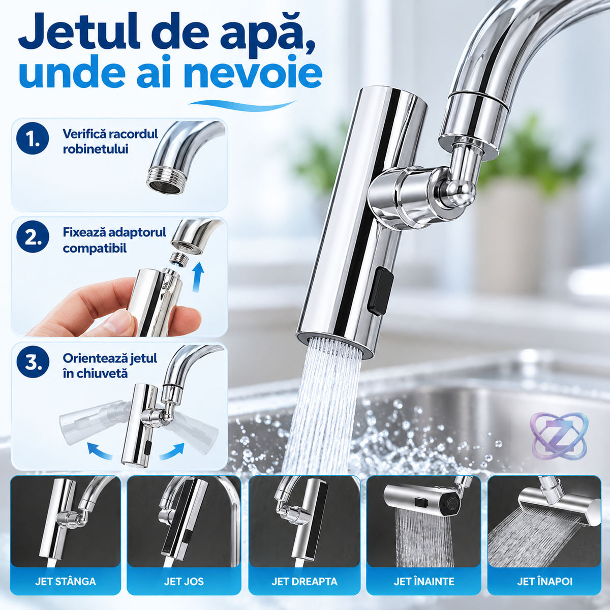 Adaptor reglabil pentru robinet – instrucțiuni