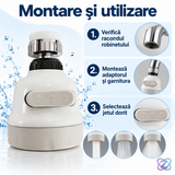 Adaptor Economizor de Apă pentru Robinet, cu 3 Tipuri de Jet și Rotire 360°