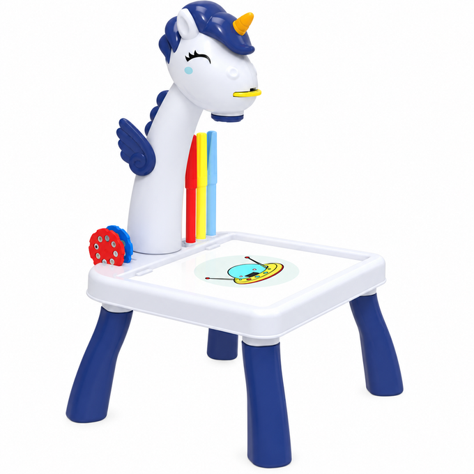 Proiector Unicorn Maksik pentru Copii, cu 12 Markere și Diapozitive