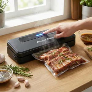 Aparat de Sigilat și Vidat Alimente Vacuum Sealer S – 90W, Funcție de Vidare Automată, Pungi Incluse, Design Compact pentru Bucătărie