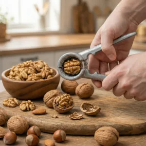 Clește de Spart Nuci din Aluminiu – Design Tip Pâlnie cu Țepi pentru Spargere Ușoară, Rezistent la Șocuri și Coroziune, 19 cm, Multifuncțional pentru Nuci, Sticle de Șampanie și Capace Strânse