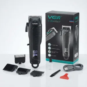 Aparat de Tuns Profesional VGR V-683 – 2000mAh, Lame din Oțel Inoxidabil, Autonomie 200 min, Încărcare USB, 4 Piepteni de Tăiere