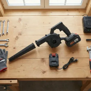 Suflantă și Aspirator de Frunze Fără Fir 2 în 1 – Cu Baterie Li-ion, Încărcător și Sac de Colectare, Portabil și Puternic pentru Grădină, Curte și Atelier