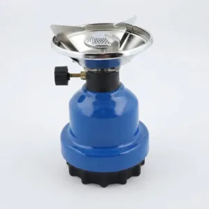 Plită pe Gaz Portabilă pentru Camping și Drumeții – Un Singur Arzător, Alimentare cu Cartușe, Design Compact, Bază Stabilă și Metal Rezistent: Libertate Culinară și Confort sub Cerul Liber