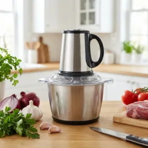 Tocător Electric Universal 2L – Bol din Inox, Putere 500W, 4 Lame S din Oțel Inoxidabil, Funcție Oprire Automată, Motor cu Bobinaj din Cupru: Performanță Industrială și Igienă Maximă pentru Bucătăria Ta