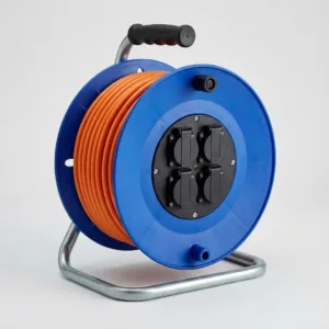 Prelungitor Rola Tip Tambur 50m, 4 Prize, Cablu 3×2.5 mm² – Suport Metalic, Împământare și Protecție la Suprasarcină: Putere Profesională și Siguranță pe Orice Șantier