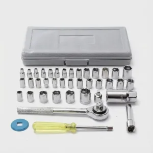 Trusă Chei Tubulare Profesională 40 Piese – Clichet Reversibil 3/8", Unități Metric și SAE, Soclu pentru Bujii și Cutie de Depozitare: Precizie și Performanță pentru Mecanică și Bricolaj