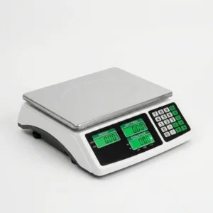 Cântar Electronic Digital 40 kg – Afișaj Dublu LED, Funcție Preț și TARE, Acumulator Reîncărcabil, Diviziune 5 g, Picioare Reglabile, Uz Intern