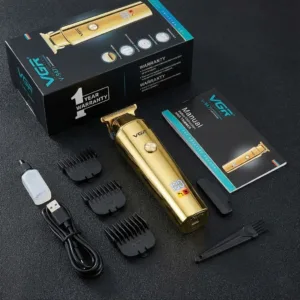 Aparat de Tuns Profesional VGR-947 Gold Edition – Autonomie Record 500 Min, Baterie 2000 mAh, 4 Piepteni de Ghidaj și Design Luxos: Stil, Precizie și Performanță la Tine Acasă