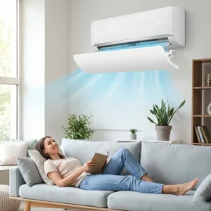 Deflector Aer Condiționat Reglabil – Distribuție Uniformă a Aerului, Lățime Maximă 108 cm, Elimină Curenții Reci Directi, Material PP Durabil și Design Elegant: Confort Termic și Protecție pentru Sănătatea Ta