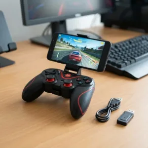 Joystick Bluetooth X3 pentru Smartphone, Tabletă, PC și Smart TV – Controler Wireless Reîncărcabil, 16 Butoane, Analogic de Precizie, Grip Reglabil și Baterie 400 mAh: Performanță de Consolă oriunde te-ai afla