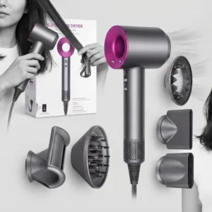 Uscător de Păr Profesional 5 în 1 – Set Multifuncțional cu 5 Capete Interschimbabile, Tehnologie cu Ioni Negativi și Temperatură Reglabilă: Coafură de Salon în Fiecare Zi