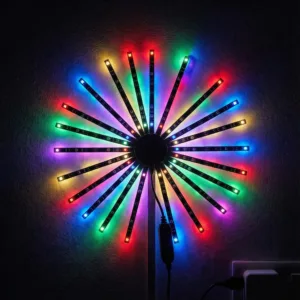 Bandă LED Smart RGB cu Efect de Artificii: 16 Milioane Culori, Sincronizare Muzicală, Control prin Aplicație și Comandă Vocală – Decor Magic și Personalizabil