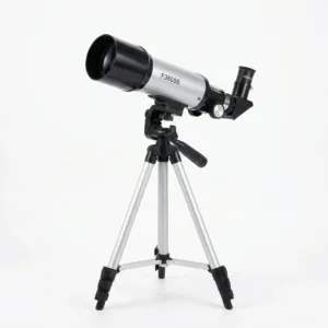 Telescop Astronomic Profesional 360 mm – Lentilă 50 mm, Prisme 90°, Oculare H20mm & H6mm, Trepied Aluminiu 38 cm, Portabil, Ideal pentru Începători și Observații Lunare, Argintiu