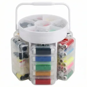 Trusă de Cusut cu 210 Piese – Set Complet Croitorie, Ace, Papiote, Foarfecă, Capse, Copci, Centimetru, Portabil și Organizator Compartimentat