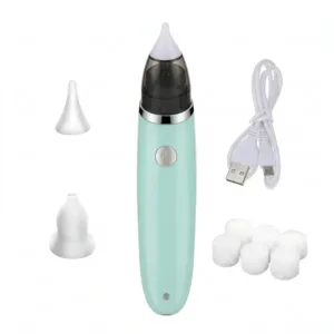 Aspirator Nazal Electric pentru Bebeluși – 5 Trepte de Viteză, Portabil, Reîncărcabil USB, Silențios și Sigur, Cu 2 Adaptoare din Silicon, Curățare Ușoară, Potrivit pentru Nou-Născuți și Copii 0–10 Ani
