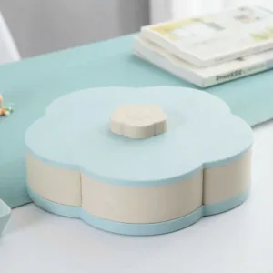 Cutie pentru Bomboane în Formă de Floare – 1 Nivel, 5 Compartimente, Suport Rotativ 360°, Suport Telefon Integrat, Diametru 27–42 cm