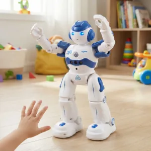Robot Smart SIKS Interactiv pentru Copii – Control Prin Gesturi și Telecomandă, Programabil, Dansează, Cântă, LED și Sunete, Educativ și Distractiv, Alb