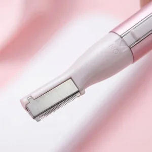 Mini Epilator Electric și Aparat de Tuns Sprâncene Skysuper Groomer NS-668 – 2 Capete Interschimbabile, Reîncărcabil USB, Cap Lavabil, Design Portabil, Alb/Roz
