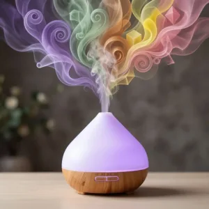 Difuzor Ultrasonic pentru Aromaterapie cu Uleiuri Esențiale – Umidificator LED Multicolor, Funcție Silențioasă, Oprire Automată, Design Elegant, Capacitate 400 ml